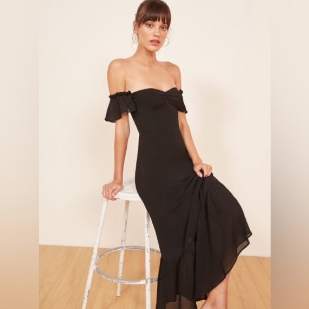 Reformation Butterfly Dress, Black, Size 2